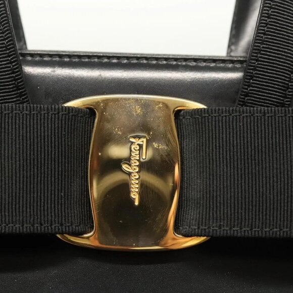 Salvatore Ferragamo Vala Hand Bag Leather 2way Brown Gold Auth ac3835 - Picture 12 of 16